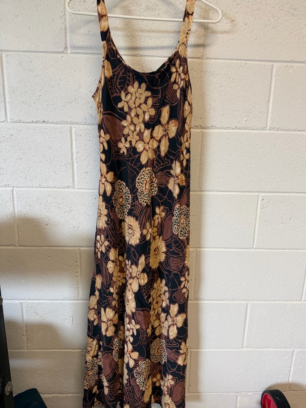Hilo Hattie Hawai’i Hawaiian Sleeveless Dress Tropical Floral Brown Maxi L Y2K
